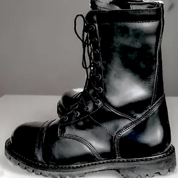 Rocky 2095 Paraboot Side Zip Lace Up Cap Toe Black Leather Work Boot Mens 10M - Picture 5 of 10